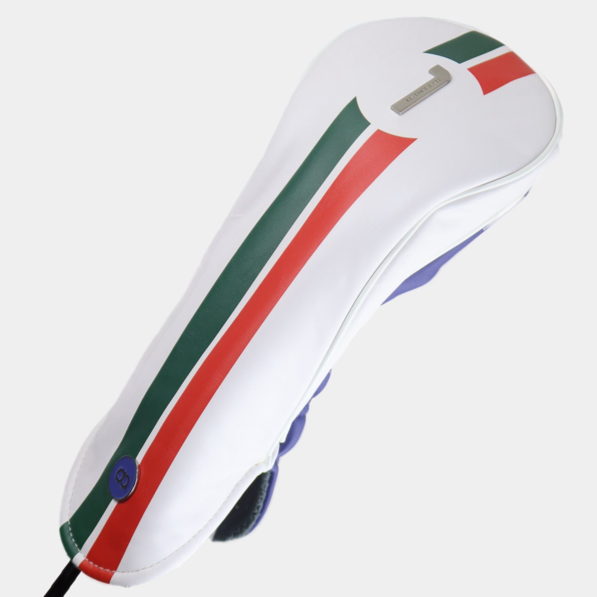 Italia white and blue leather headcover by David Alexander.