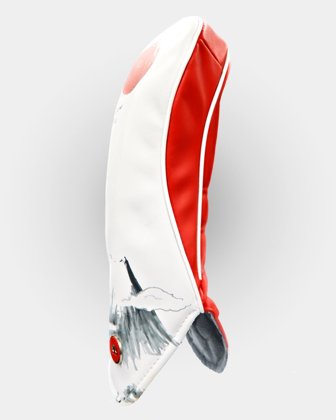 Japan white and red leather driver headcover by David Alexander. 