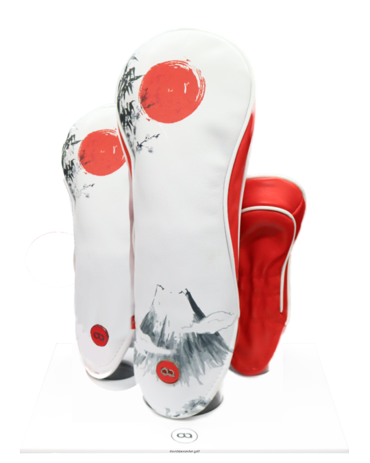 Japan white and red leather golf club headcover set by David Alexander