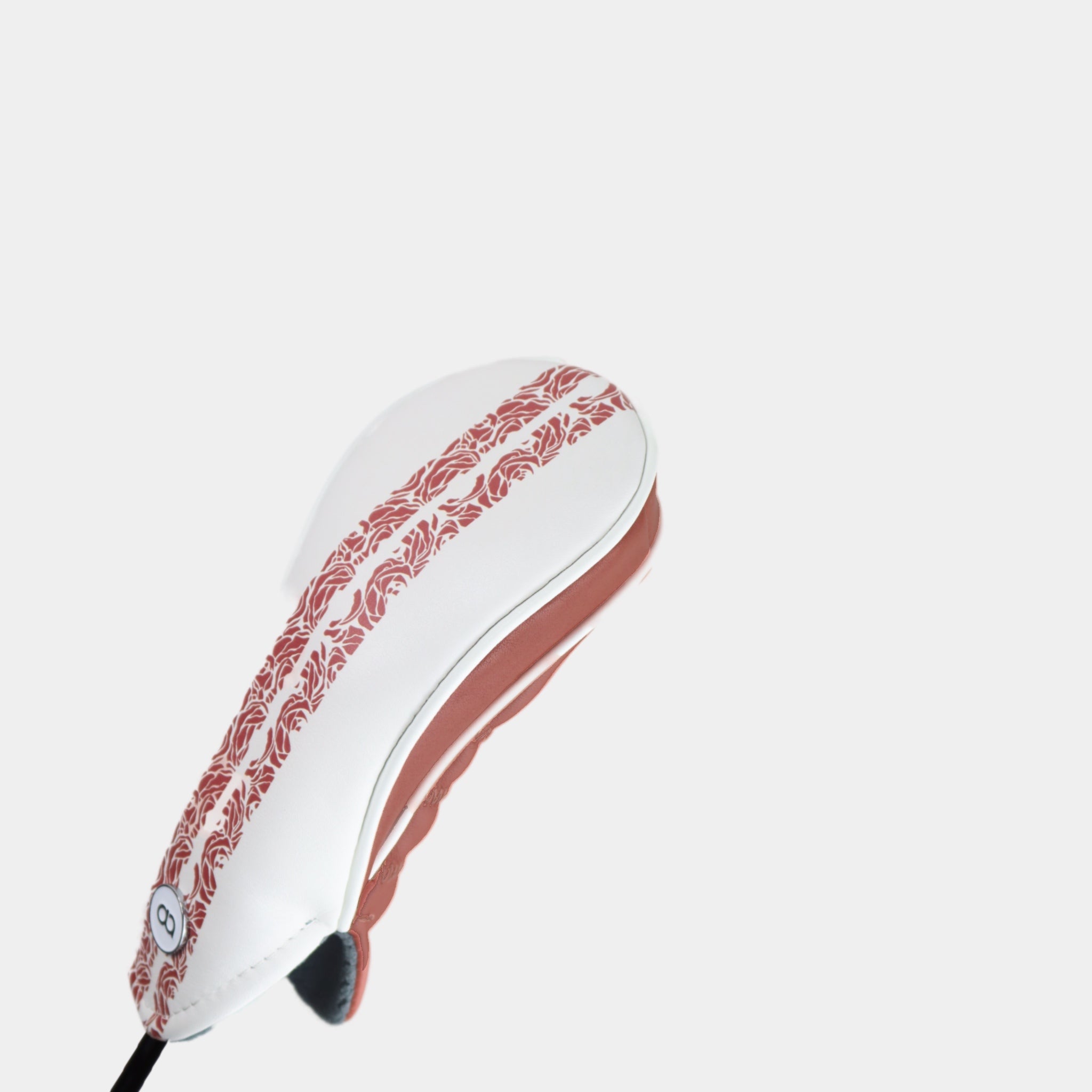 White and terracotta leather headcover by David Alexander