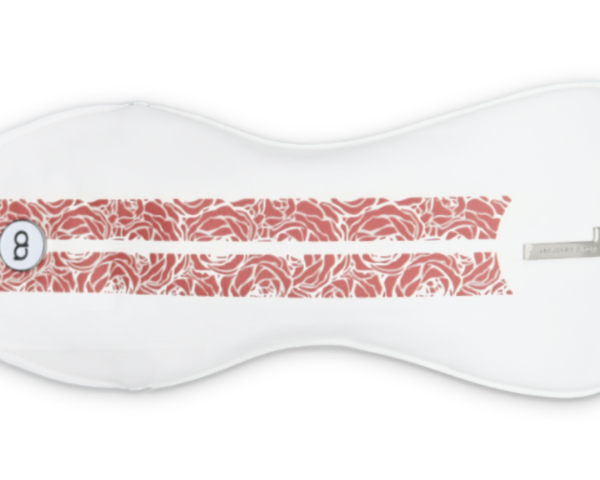 White leather driver headcover with a rose stripe design by David Alexander Golf