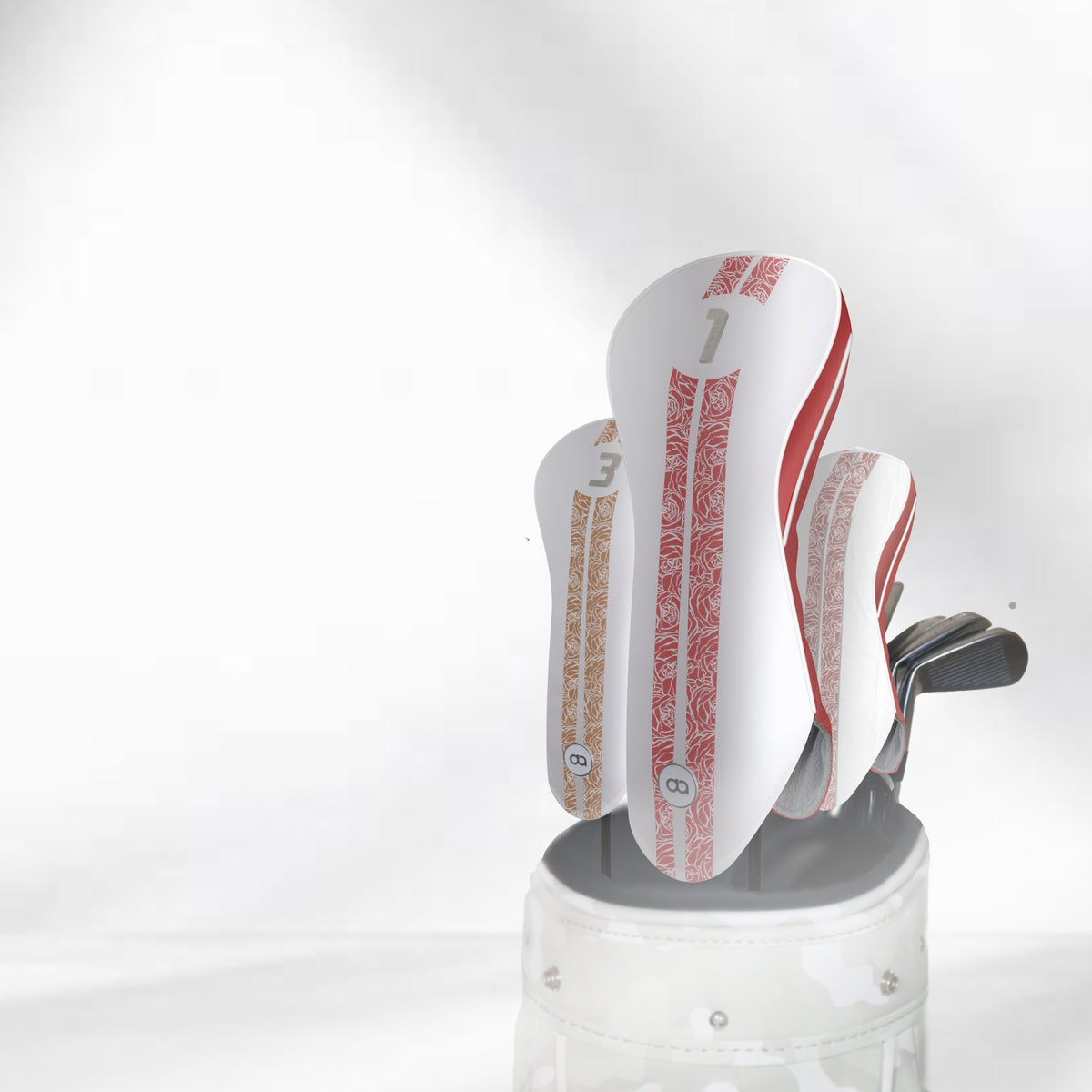 ROSA Luxury Leather HYBRID Headcover( in White and Terracotta