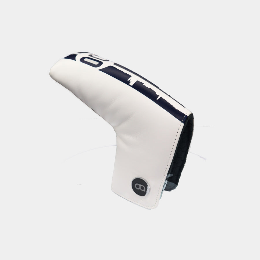 White St. Andrews leather putter golf club replacement headcover. Golf gift for women /men. Designer golf accessory. Waterproof. Digital print.