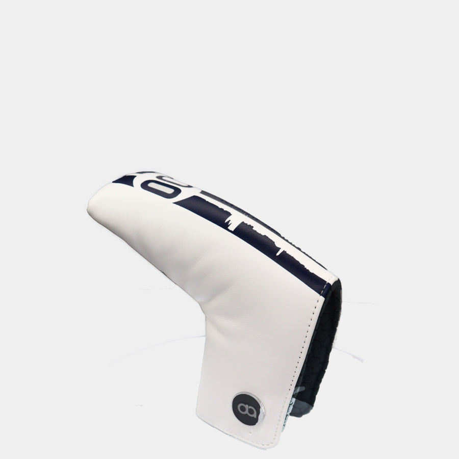 White St. Andrews leather putter golf club replacement headcover. Golf gift for women /men. Designer golf accessory. Waterproof. Digital print.