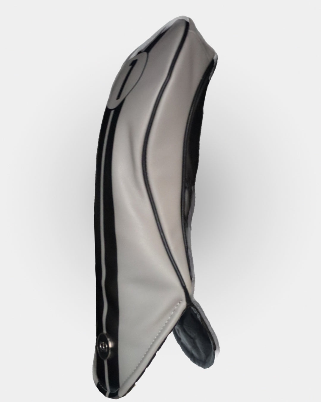 Grey and black leather racing line headcover by David Alexander