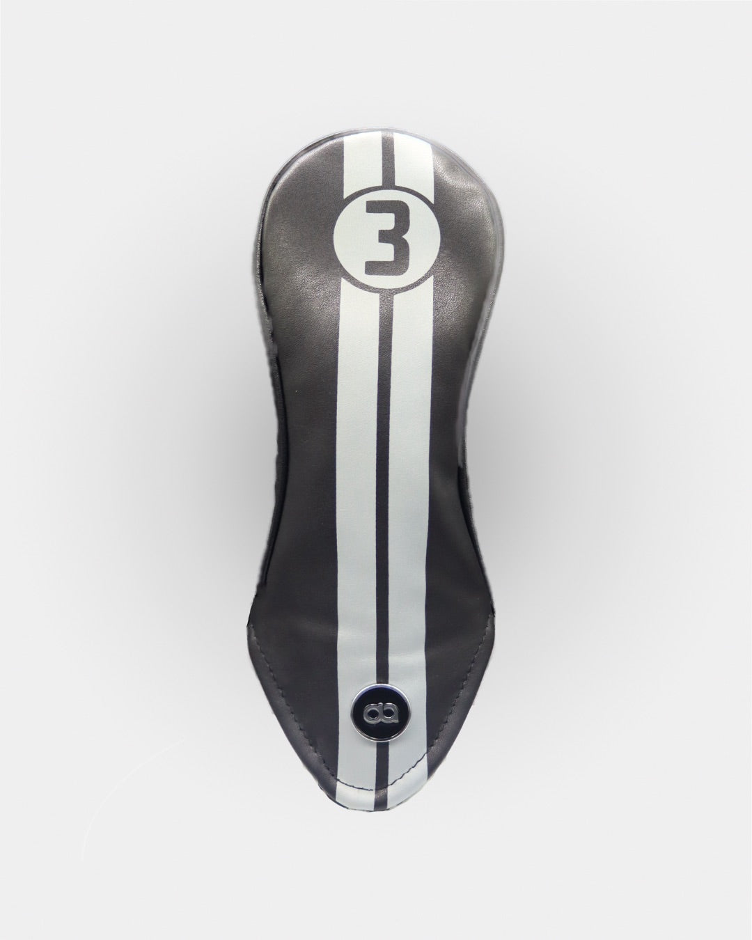 Black leather racing line fairway headcover by David Alexander