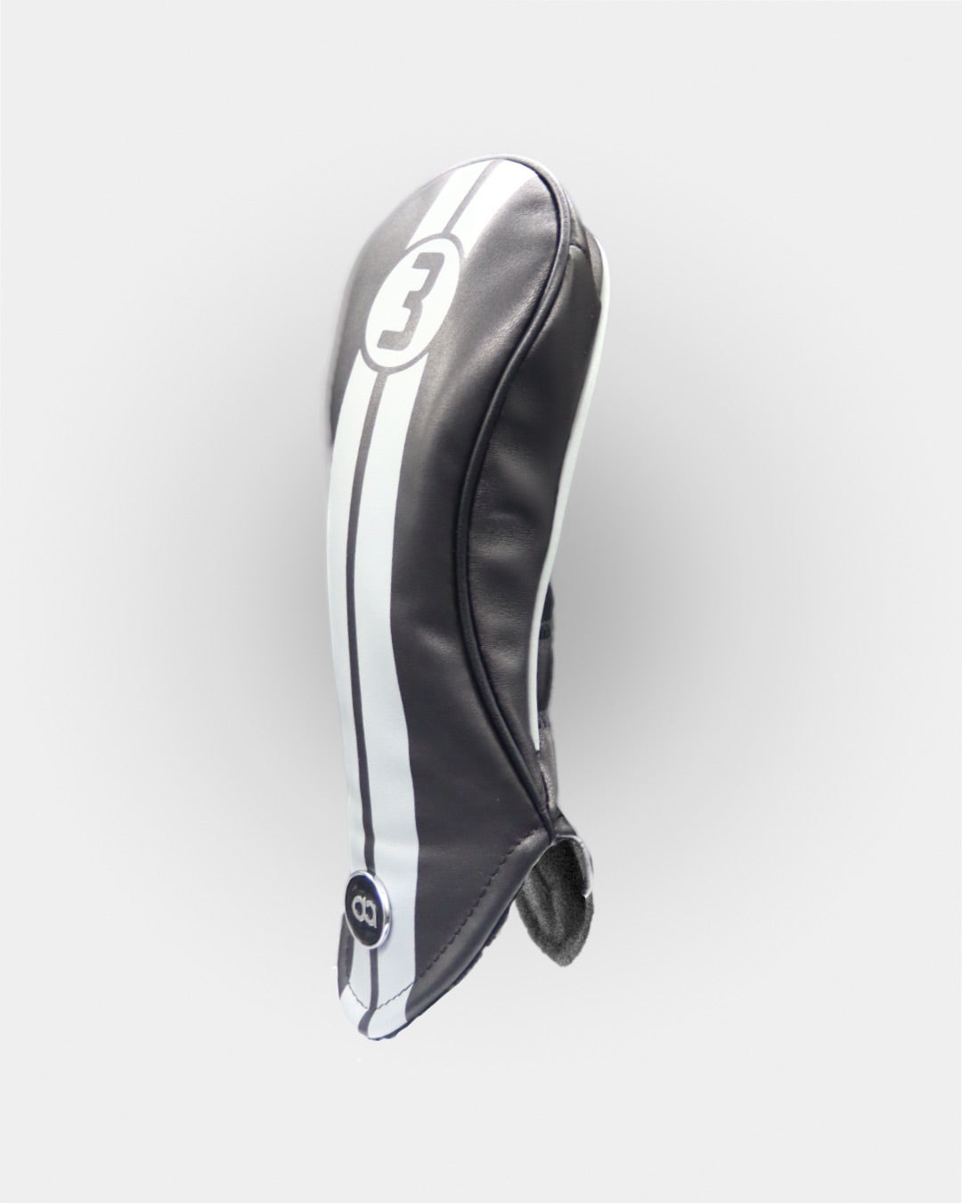 Black leather racing line fairway headcover by David Alexander