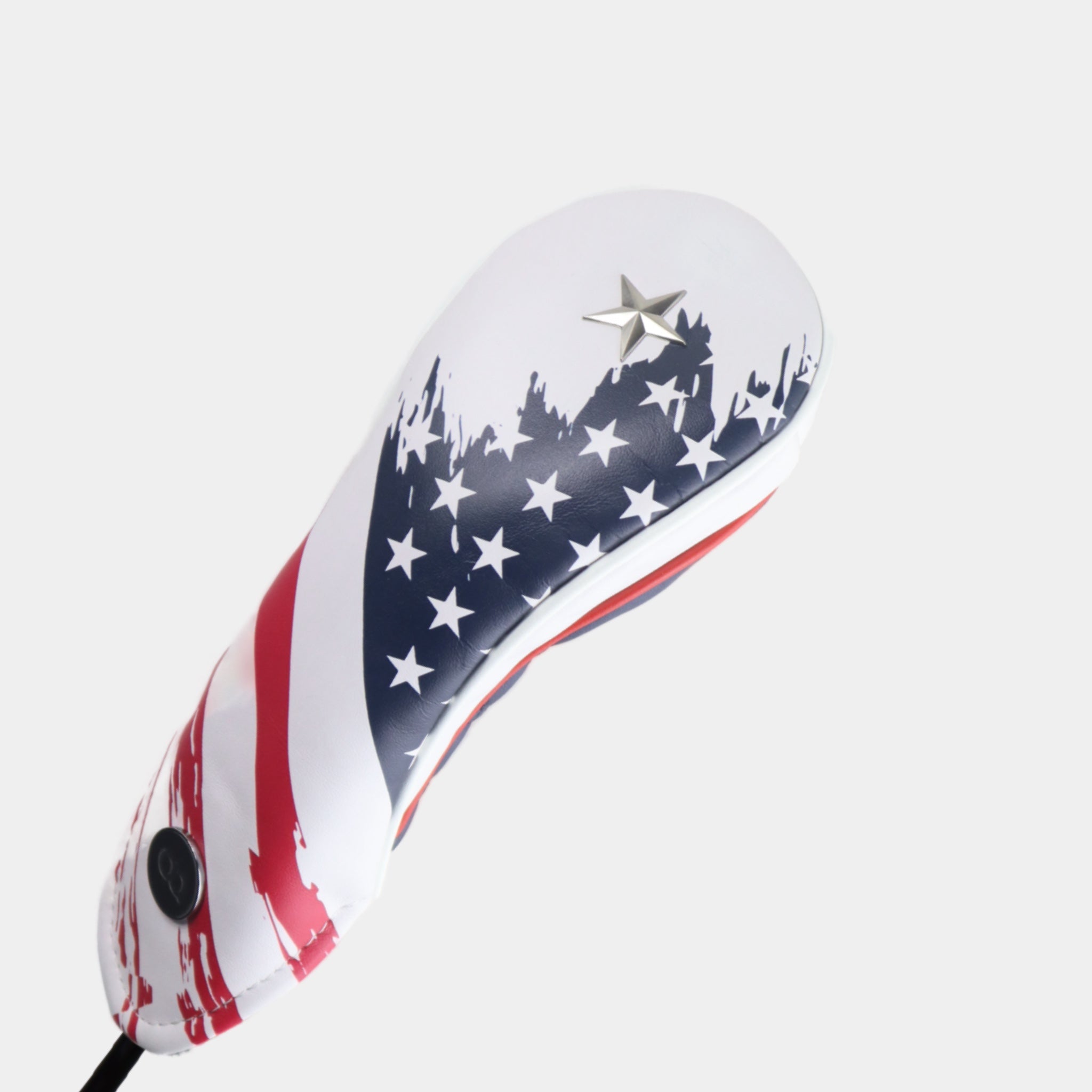 USA leather fairway golf club replacement headcover. Red, white and blue, Golf gift for men /women. Designer golf accessory. Waterproof. Digital print. Chrome emblem. Customisable.