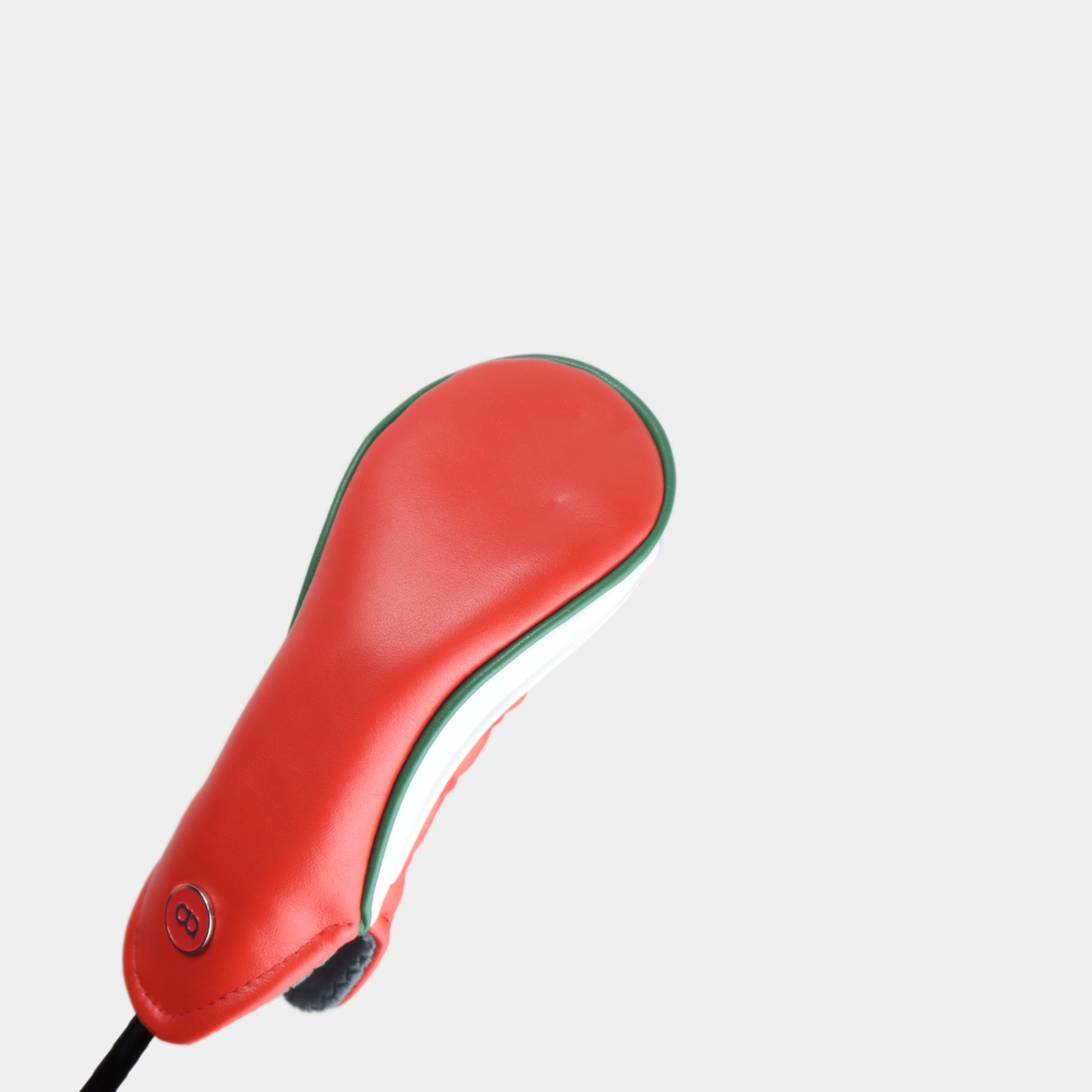 Wales leather putter golf club replacement headcover. Red, with red sides. Golf gift for men /women. Designer golf accessory. Waterproof. Digital print.