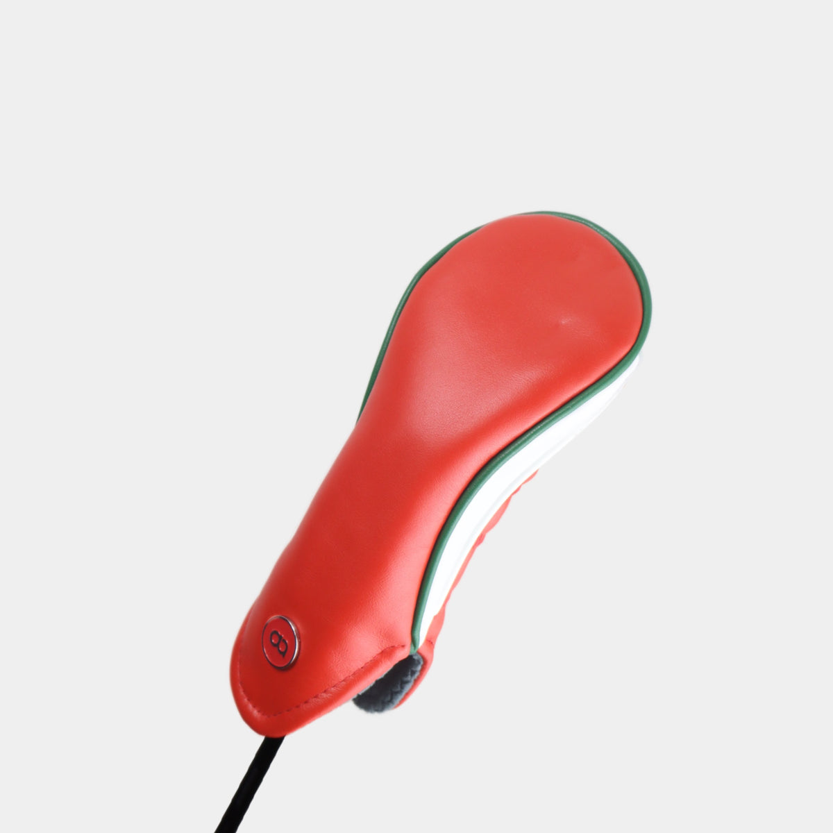 Wales leather putter golf club replacement headcover. Red, with red sides. Golf gift for men /women. Designer golf accessory. Waterproof. Digital print.