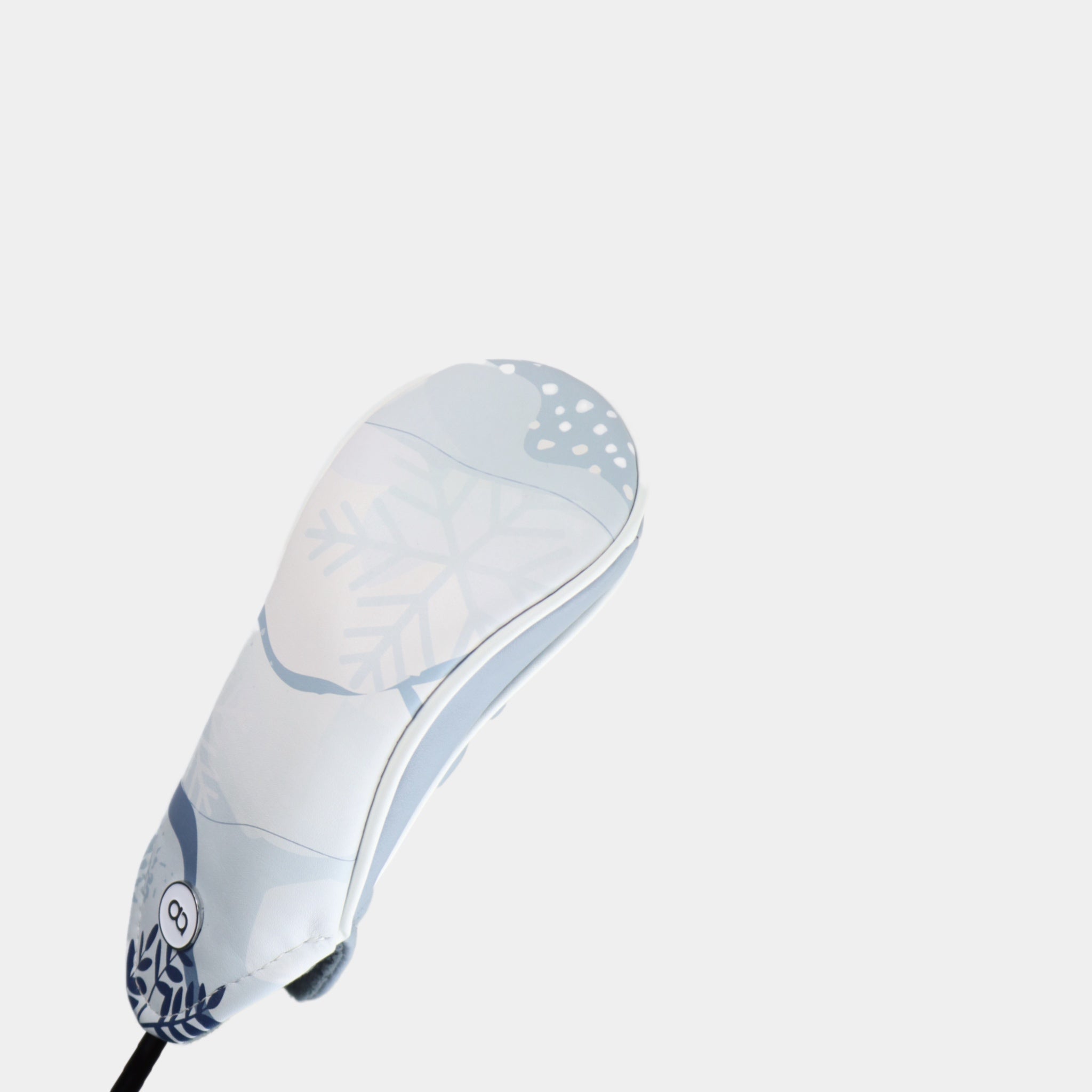 White and grey leather hybrid golf club replacement headcover. Golf gift for women. Designer golf accessory. Waterproof. Digital print.