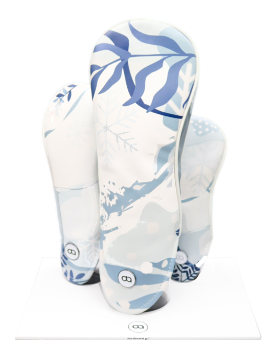 Winter design white and grey leather golf club headcover set by David Alexander